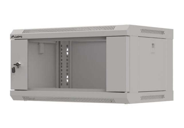 Lanberg Szafa instalacyjna rack wisząca 19" 4U 540x350 szara drzwi przeszklone (flat pack)