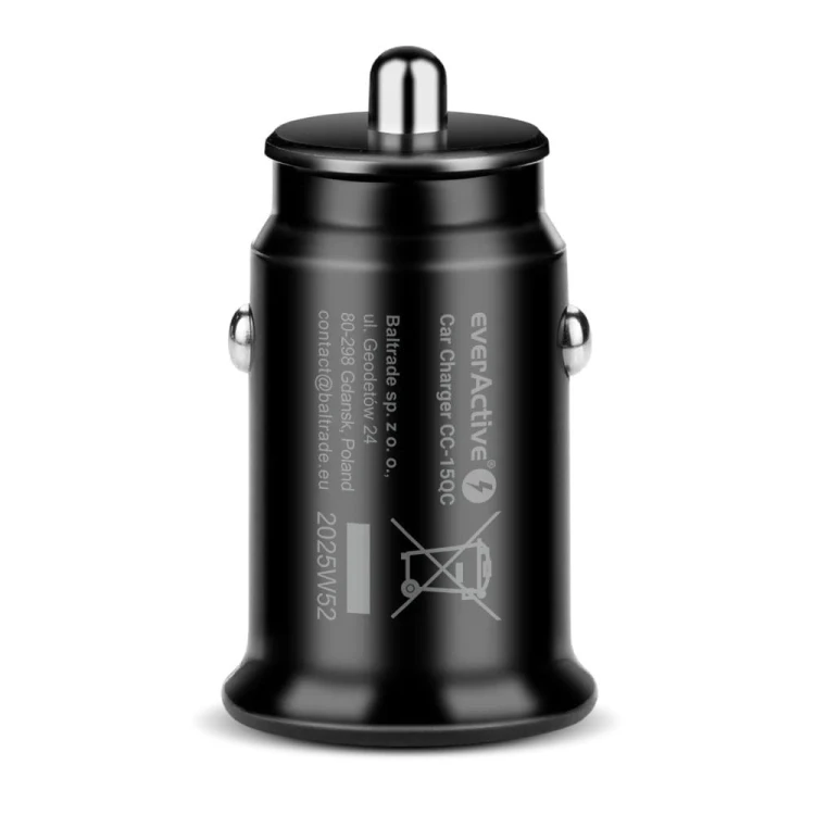 everActive Ładowarka samochodowa CC-15QC QC3.0 18W 1XUSB + kabel USB-C 1m