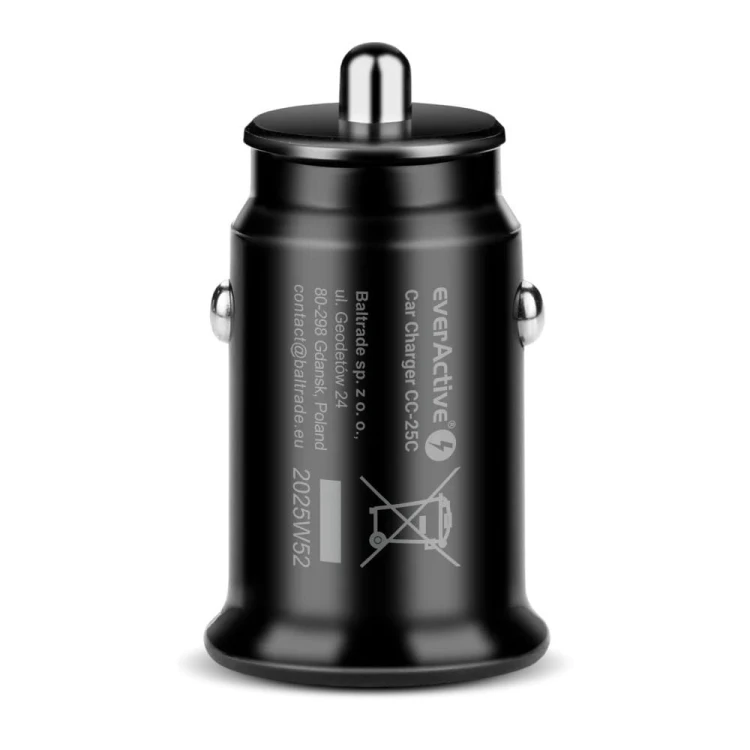 everActive Ładowarka samochodowa CC-25C 2XUSB 12W + kabel USB-C