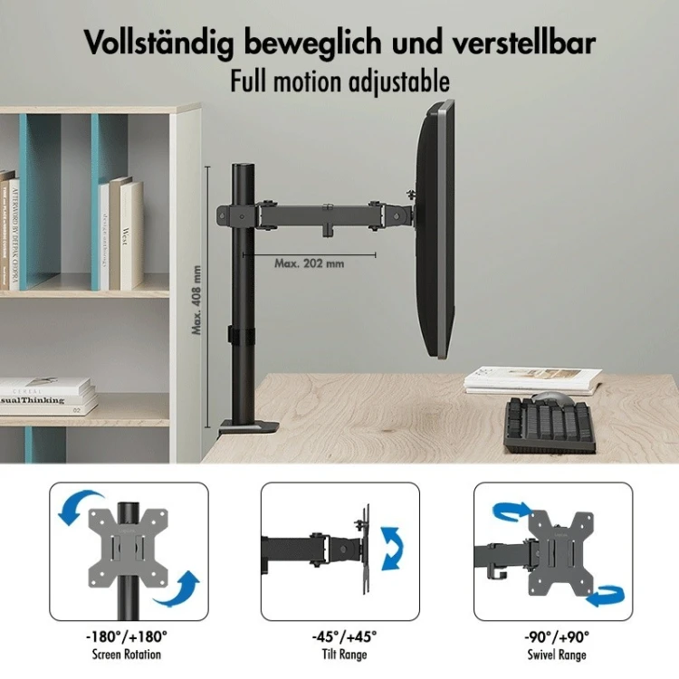 LogiLink Uchwyt do monitora 17 - 32', max 10kg., stalowy