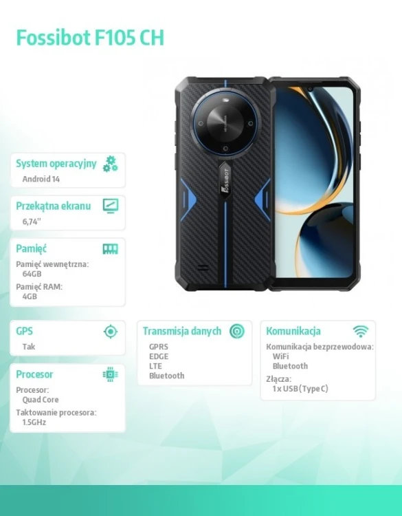 Fossibot Smartfon F105 blue CH