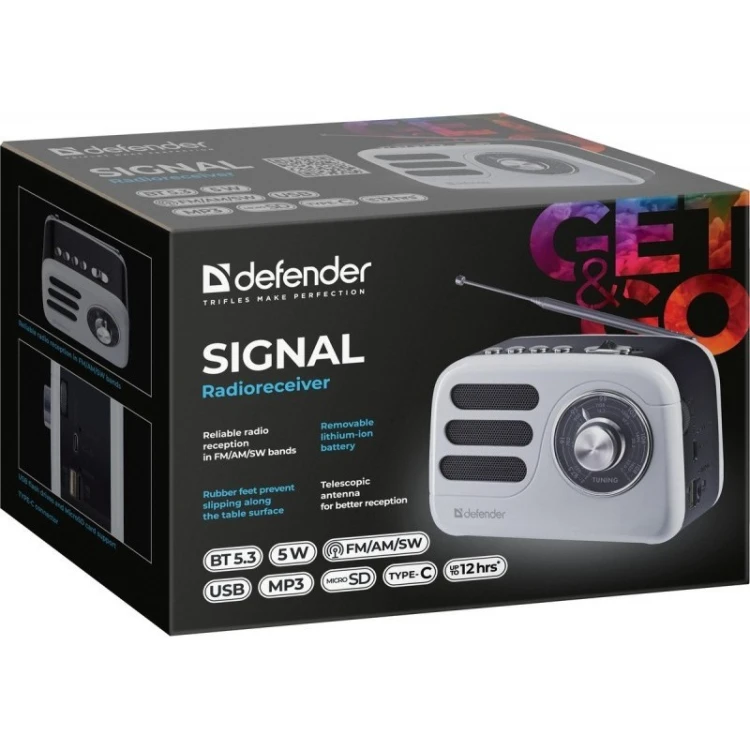 Defender Głośnik bluetooth SIGNAL 5W radioodbiornik retro