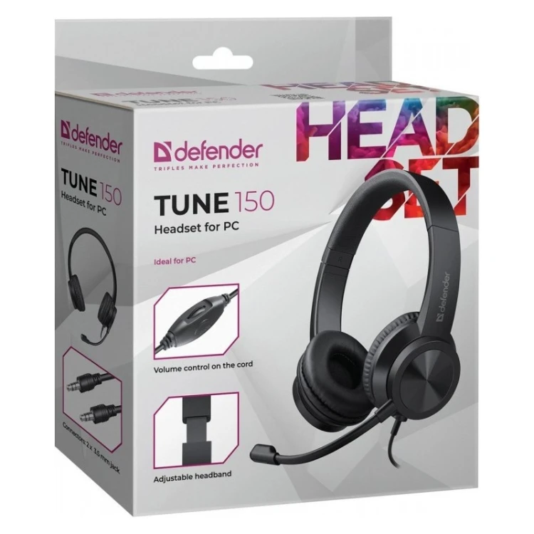 Defender Słuchawki nauszne z mikrofonem TUNE 150 czarne