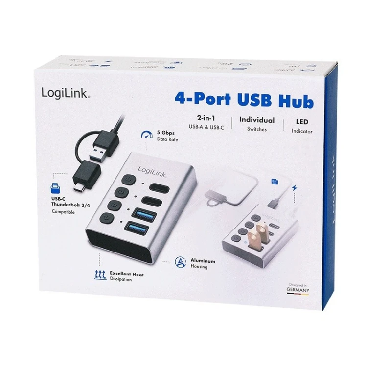 LogiLink Hub 4xUSB3.2 Gen1 z przełącznikiem on/off