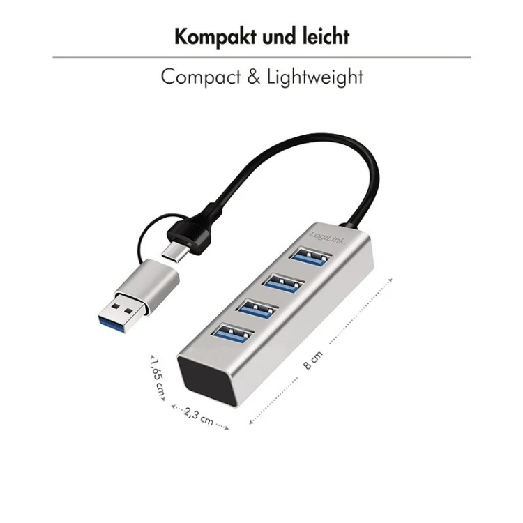 LogiLink Hub USB3.0 4-porty USB- A 5Gbit/s