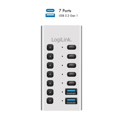 LogiLink Hub 7xUSB-A/C z przełącznikiem on/off