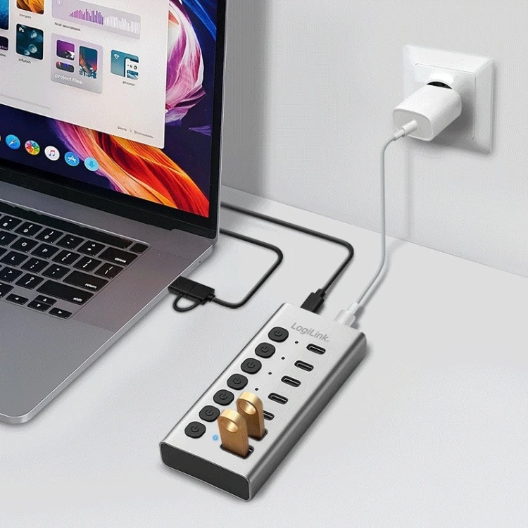 LogiLink Hub 7xUSB-A/C z przełącznikiem on/off