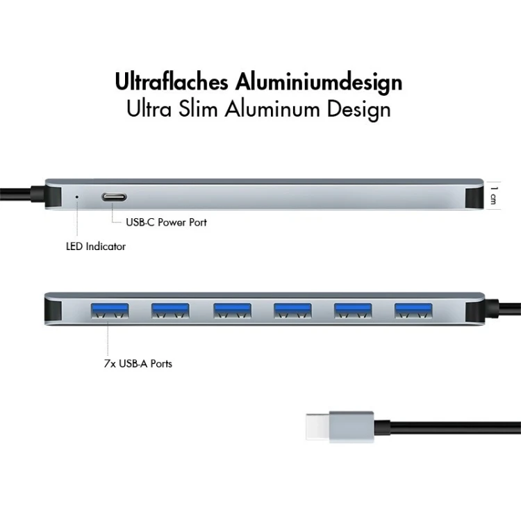 LogiLink Hub 7 portów USB3.2 USB-A, 5 Gbps, 20W PD