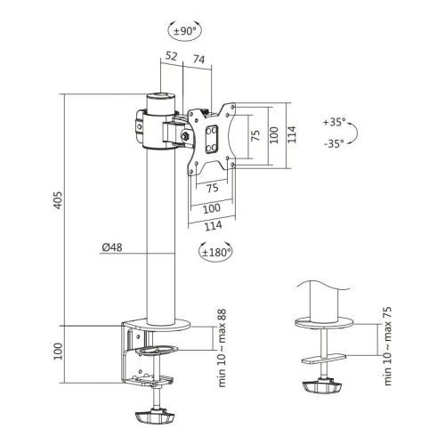 LogiLink Uchwyt do monitora 17-32 cale, stalowy, maks. 9kg