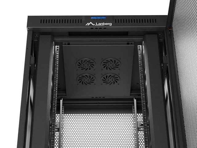 Lanberg Szafa instalacyjna rack stojąca 19 cali 47U 800x800 drzwi perforowane LCD czarna (Flat pack)