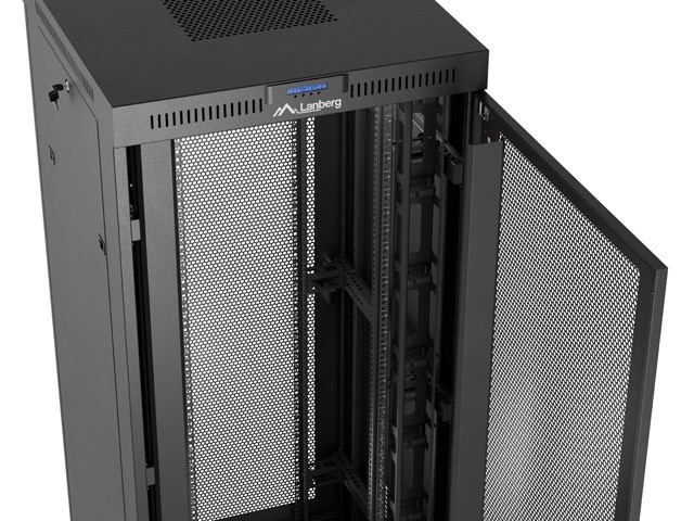 Lanberg Szafa instalacyjna rack stojąca 19 cali 47U 800x800 drzwi perforowane LCD czarna (Flat pack)