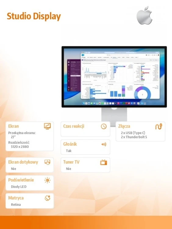 Apple Studio Display - Standard Glass - Podstawka z regulacją pochylenia oraz wysokości
