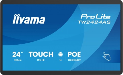 IIYAMA Monitor 23.8 cala ProLite TW2424AS-B3P POJ.10PKT.24/7,ANDROID14, IPS, USB-C,   2x5W, RJ45,dubbele microfoon, antireflectiecoating, PoE, iiSigna