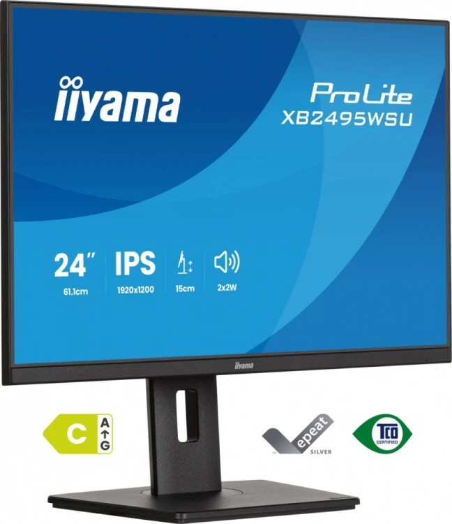 IIYAMA Monitor 24 cale XB2495WSU-B1  IPS,16:10,350cd,4ms,HDMI, 100Hz,1500:1, 4xUSB,2x2W,HAS150 (PIVOT)