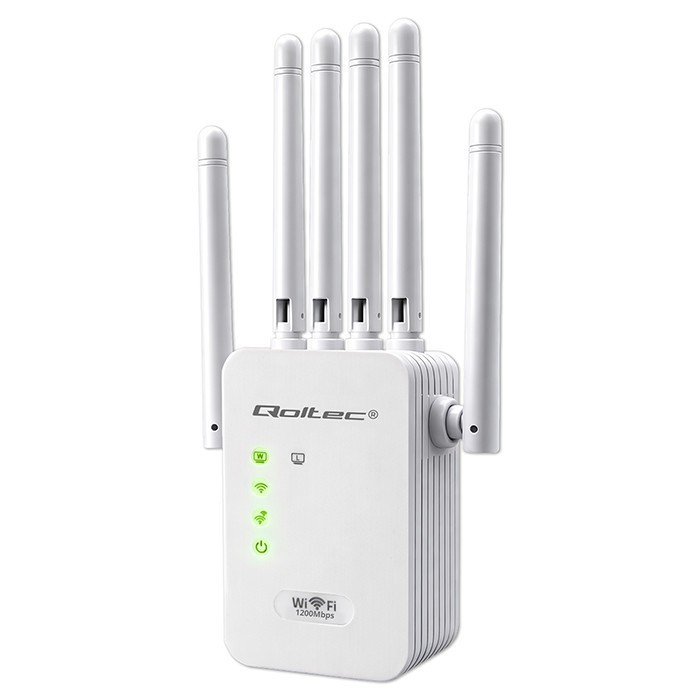 Qoltec Wzmacniacz syganłu WiFi 6 | Repeater | Access Point | AX1200 Mb/s| 6 anten | 2xRJ45 | 128MB