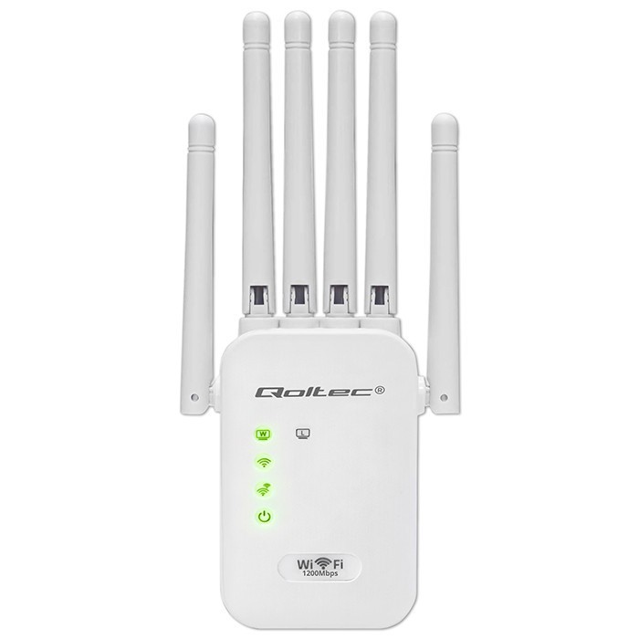 Qoltec Wzmacniacz syganłu WiFi 6 | Repeater | Access Point | AX1200 Mb/s| 6 anten | 2xRJ45 | 128MB