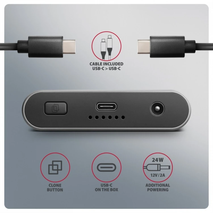 AXAGON EEM2-20GD Obudowa zewnętrzna aluminiowa USB-C 3.2 Gen2x2, Dual NVMe M.2 SSD 20gbps, Clone Master