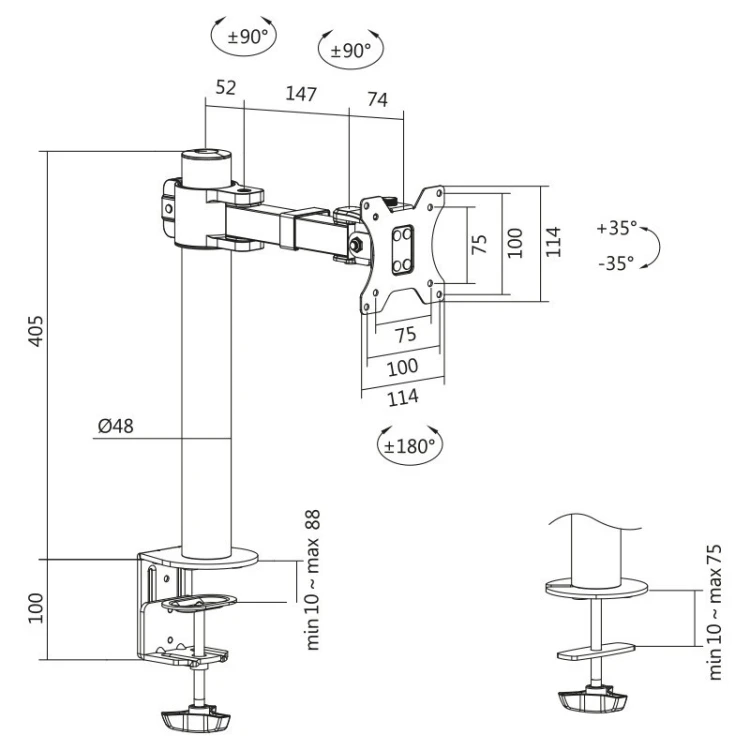 LogiLink Uchwyt do monitora 17-32 cale, stalowy, maks. 9kg