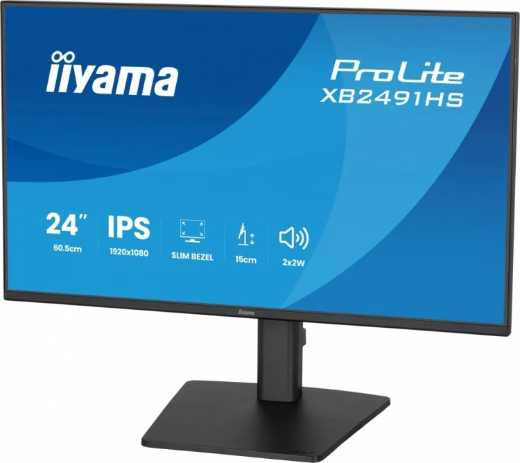 IIYAMA Monitor 23.8 cala XB2491HS-B1  IPS,HDMI,DP,1ms,350cd, 1500:1,120Hz,2x2W,HAS150 (PIVOT)