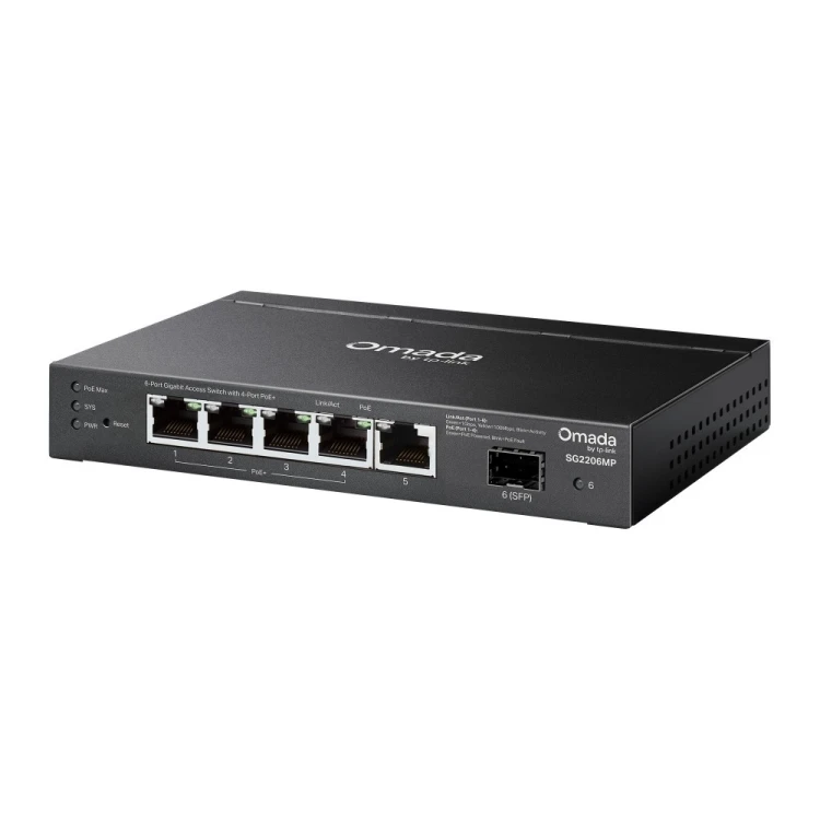 TP-LINK Przełącznik SG2206MP Omada, 6 portów gigabitowych w tym 4 porty PoE+