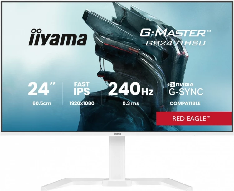 IIYAMA Monitor 23.8 cala GB2471HSU-W1 IPS,FHD,240Hz,2xHDMI,DP,1xUSB 3.2,     1xUSB C, Adaptive G-SYNC - 1920 x 1080 @48-240Hz  DisplayPort Only