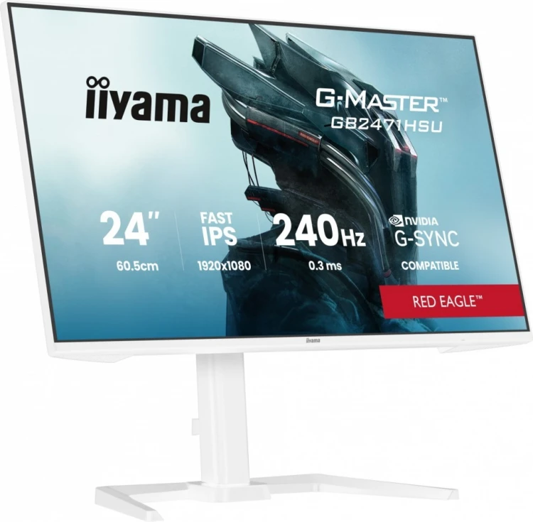 IIYAMA Monitor 23.8 cala GB2471HSU-W1 IPS,FHD,240Hz,2xHDMI,DP,1xUSB 3.2,     1xUSB C, Adaptive G-SYNC - 1920 x 1080 @48-240Hz  DisplayPort Only