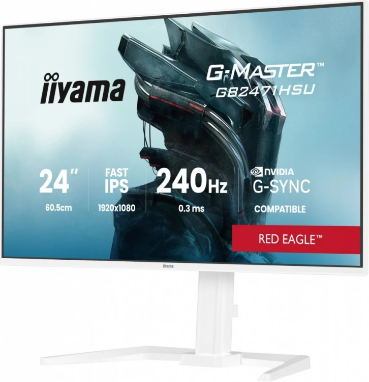 IIYAMA Monitor 23.8 cala GB2471HSU-W1 IPS,FHD,240Hz,2xHDMI,DP,1xUSB 3.2,     1xUSB C, Adaptive G-SYNC - 1920 x 1080 @48-240Hz  DisplayPort Only