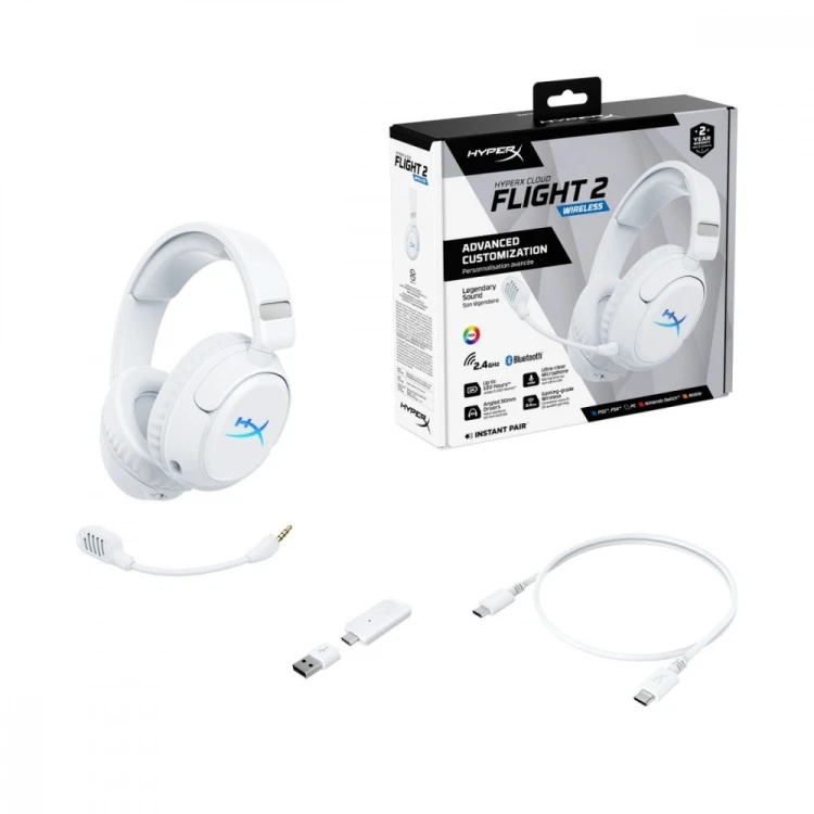 HyperX Zestaw słuchawkowy Cloud Flight 2 -  Gaming Biały - B5VC5AA