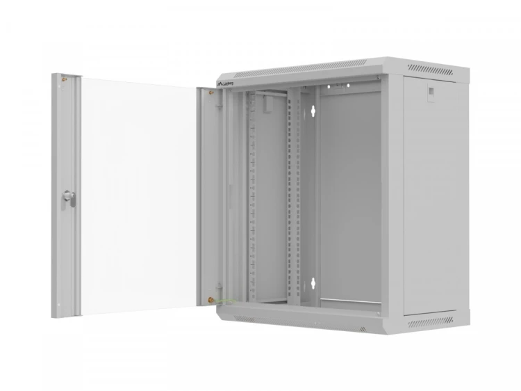 Lanberg Szafa instalacyjna rack wisząca 19 cali 12U 540x350 szara drzwi przeszklone (flat pack)