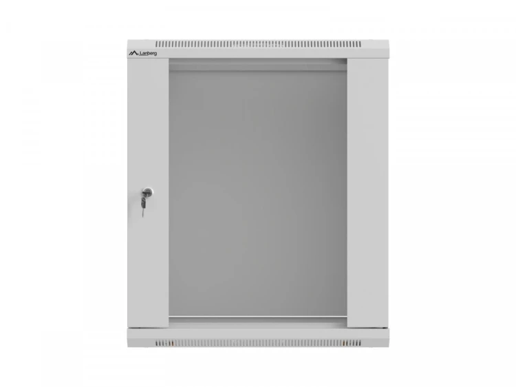 Lanberg Szafa instalacyjna rack wisząca 19 cali 12U 540x350 szara drzwi przeszklone (flat pack)