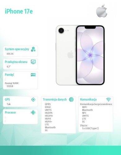 Apple iPhone 17e 512GB Biały