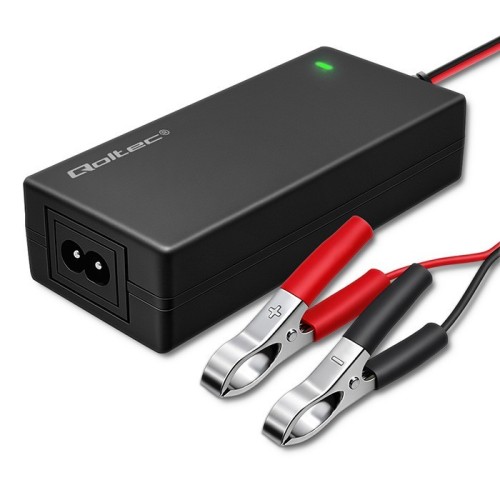 Qoltec Ładowarka do akumulatora AGM GEL STD | Prostownik 12V | 2A | 24W | LED | Kabel 1.8m