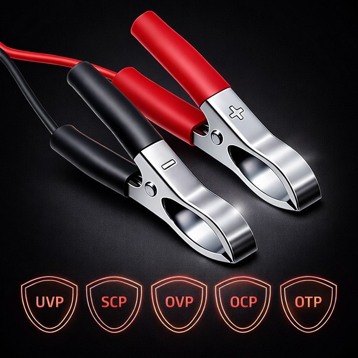 Qoltec Ładowarka do akumulatora AGM GEL STD | Prostownik 12V | 4A | 48W | LED | Kabel 1.8m