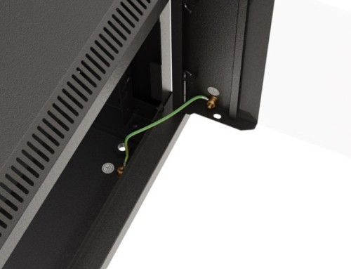Lanberg Szafa instalacyjna rack wisząca 19" 540x350 czarna drzwi przeszklone ( flat pack)