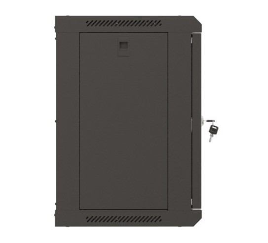 Lanberg Szafa instalacyjna rack wisząca 19" 540x350 czarna drzwi przeszklone ( flat pack)