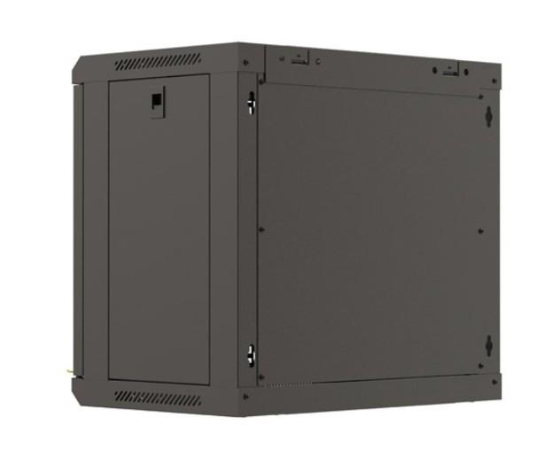 Lanberg Szafa instalacyjna rack wisząca 19" 540x350 czarna drzwi przeszklone ( flat pack)
