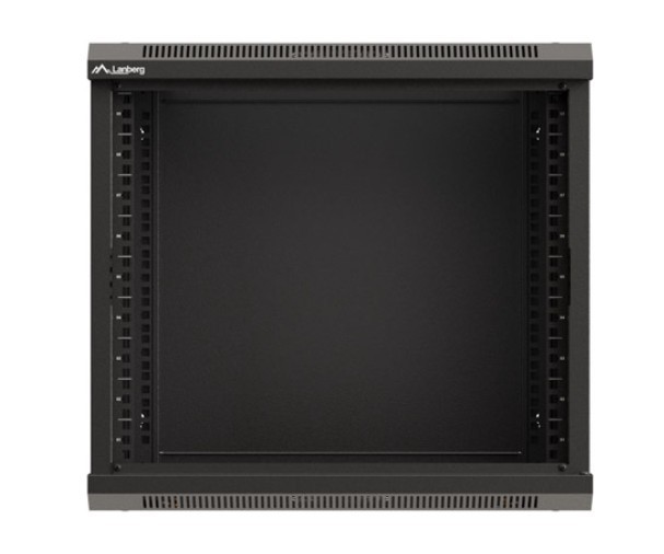 Lanberg Szafa instalacyjna rack wisząca 19" 540x350 czarna drzwi przeszklone ( flat pack)