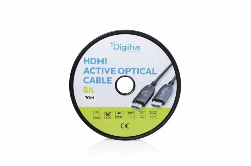 Digitus Kabel połączeniowy hybrydowy HDMI AOC | HDMI-A męski-męski | HDMI 2.1 | UHD-2 8K@60Hz | 48Gbps |HDR, eARC, HDCP 2.2, CEC | 70m