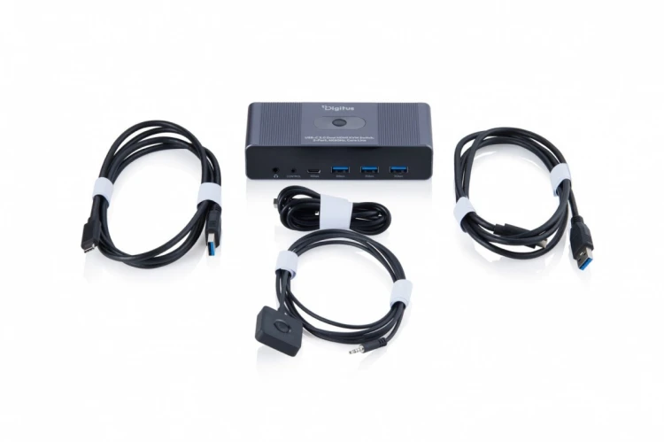 Digitus Przełącznik / Switch KVM HDMI 2x2 | UHD 4K@60Hz | 3x USB-A 3.1 Gen1 | 1x USB-C USB 3.1 Gen1 | Audio | Core Line