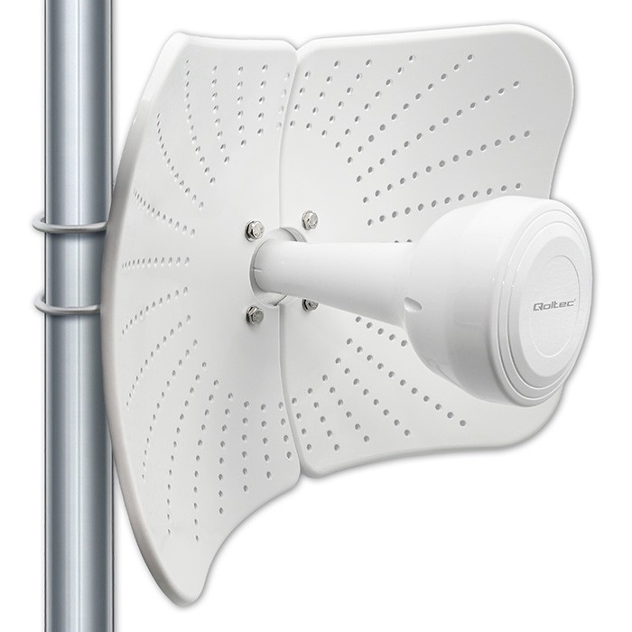 Qoltec Antena paraboliczna 4G 5G LTE | 2x19dBi | kierunkowa | zewnętrzna| 1710-2700 MHz | 3300-4200 MHz | N Female | wodoodporna | 5m