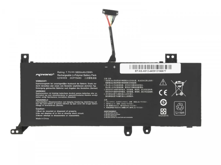 Movano Bateria B21N1818-2 do Asus X512FA X512UF X509FB X509FA X509FJ X509 - 3800 mAh (29 Wh)