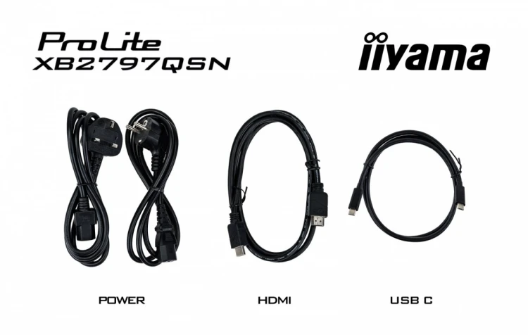 IIYAMA Monitor 27 cali XB2797QSN-B1 IPS/3.7 megapixel QHD, HAS150/ 350cd/1ms/HDMI/Displayport, USBC DOCK 65W, 4USB HUB, RJ45