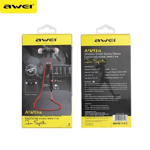 AWEI Słuchawki stereo Bluetooth A920BL czarne