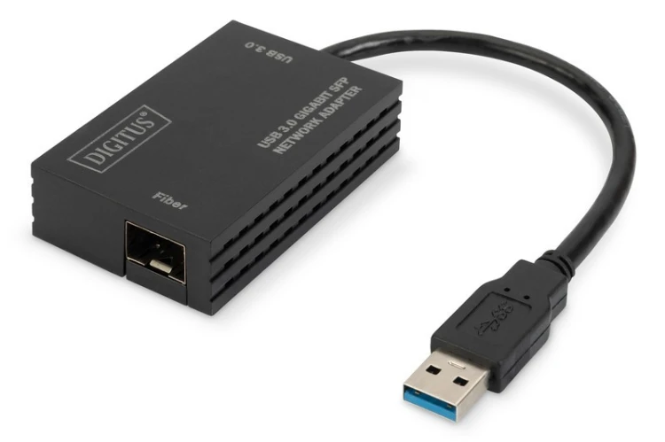 Digitus Karta sieciowa przewodowa USB 3.0 A do RJ45 Gigabit SFP Ethernet 1 Gbps Fiber Chipset RTL8153
