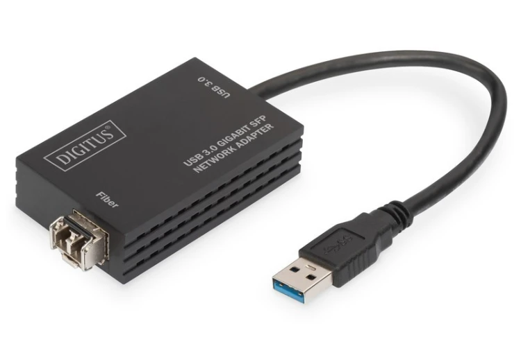 Digitus Karta sieciowa przewodowa USB 3.0 A do RJ45 Gigabit SFP Ethernet 1 Gbps Fiber Chipset RTL8153