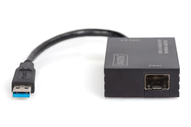 Digitus Karta sieciowa przewodowa USB 3.0 A do RJ45 Gigabit SFP Ethernet 1 Gbps Fiber Chipset RTL8153