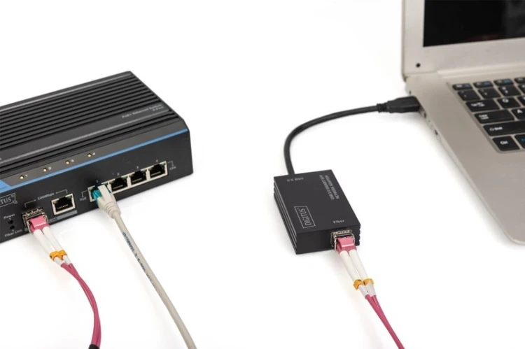 Digitus Karta sieciowa przewodowa USB 3.0 A do RJ45 Gigabit SFP Ethernet 1 Gbps Fiber Chipset RTL8153