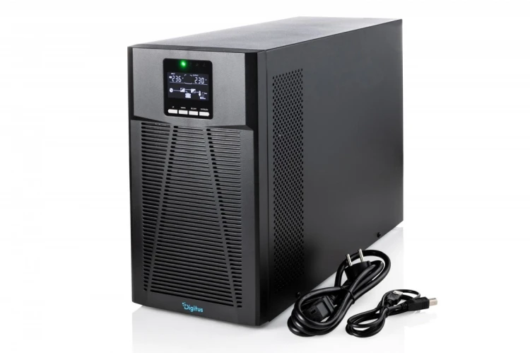 Digitus Zasilacz awaryjny UPS Online Tower 19" LCD 3000VA/3000W 6x12V/9Ah 8xC13 1xC19 1xC14 USB RS232 RJ45 GŁ.460mm