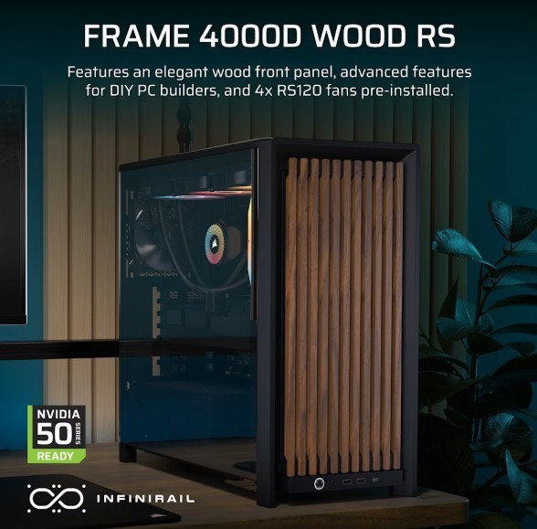 Corsair Obudowa FRAME 4000D RS Wood Mid-Tow Black/Walnut