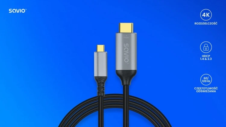 Savio Kabel USB-C do HDMI v2.0b, 3m, miedź CL-184